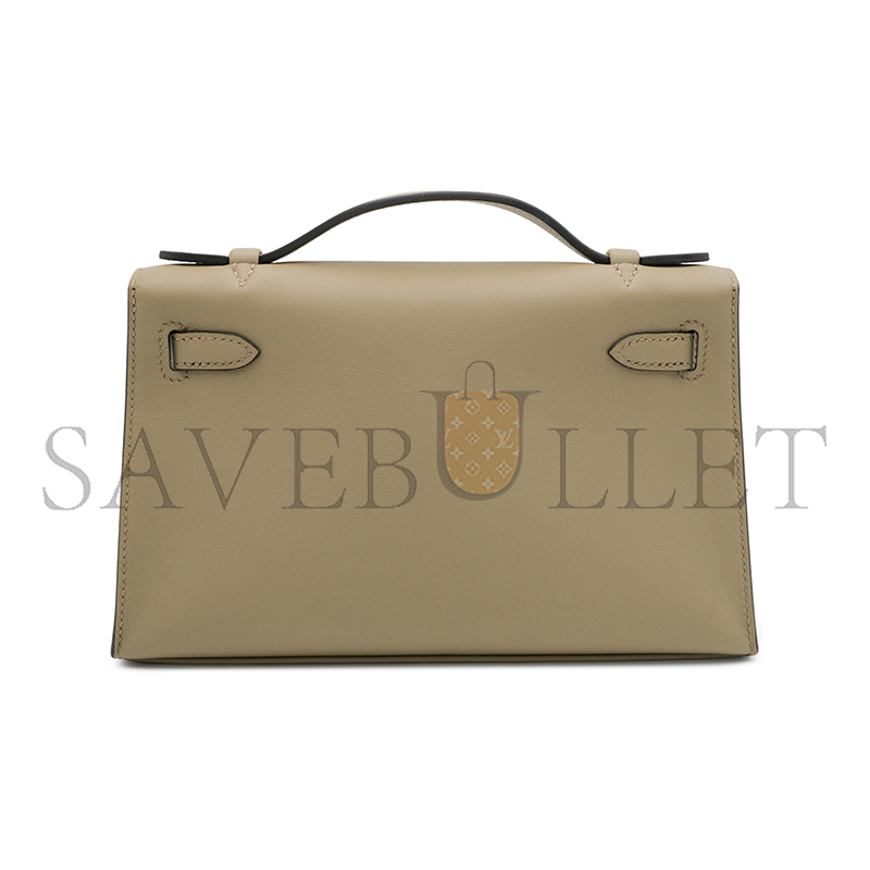 HERMES KELLY POCHETTE SWIFT GOLD HARDWARE (22*14*7cm)
